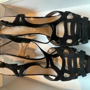 Nine West Besasy black suede strappy heeled sandals
